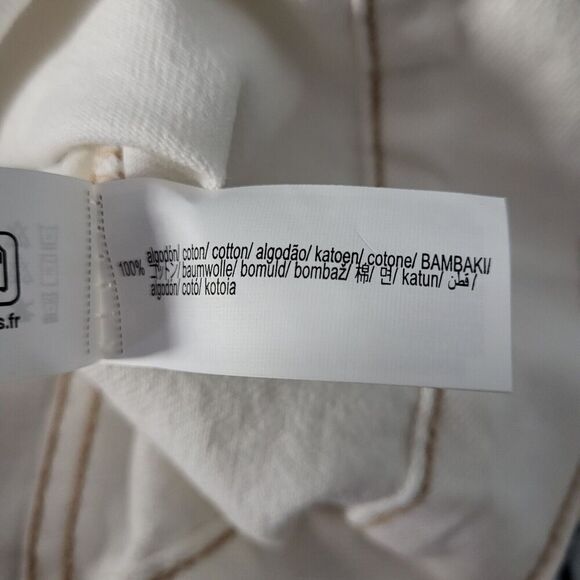NEW ZARA White Contrast Topstitching Denim Jacket Turn-up Sleeves XS Boho Beachy - Picture 9 of 11